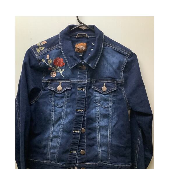 Royalty for Me Embroidered Denim Jean Jacket size S - Picture 3 of 5
